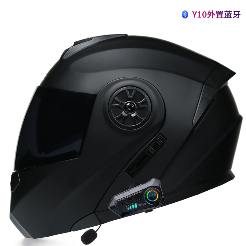 Orz casco no motocicleta casco completo hombres y mujeres de doble lente coche eléctrico Bluetooth expuesto medio casco Otoño e Invierno casco Four Seasons