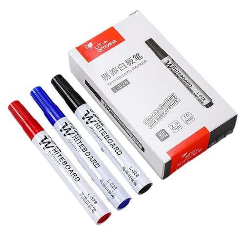 Water-based whiteboard pens erasable black red blue marker pens easy-to-erasable large-head blackboard pens office meeting markers wholesale
