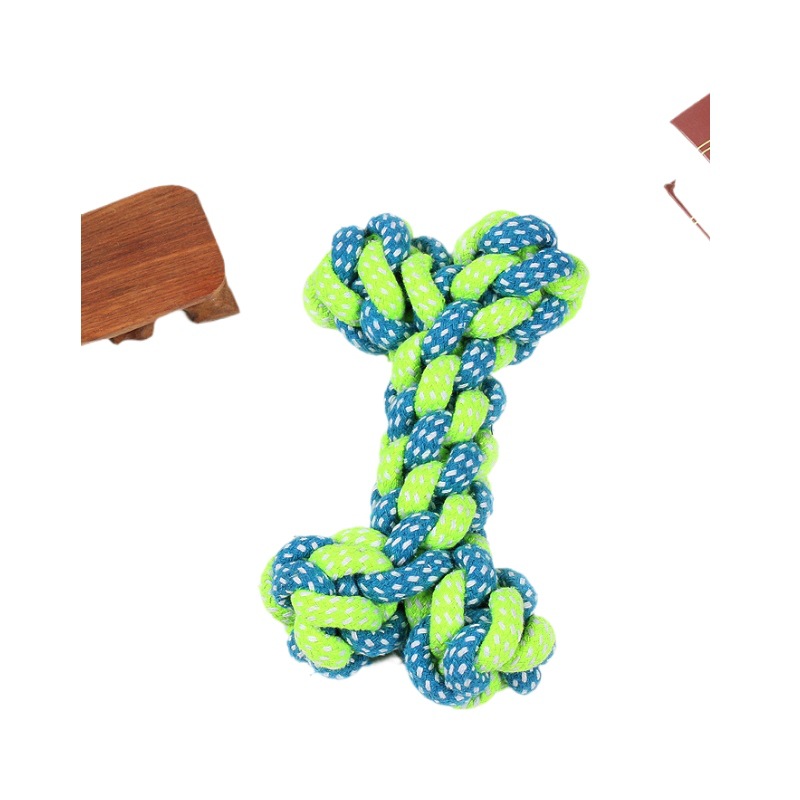 Cuerda de algodón para mascotas juguete traje de limpieza de dientes molares cuerda nudo bola perro juguete cachorro resistente a los mordiscos aliviar el juguete congestionado personalizado
