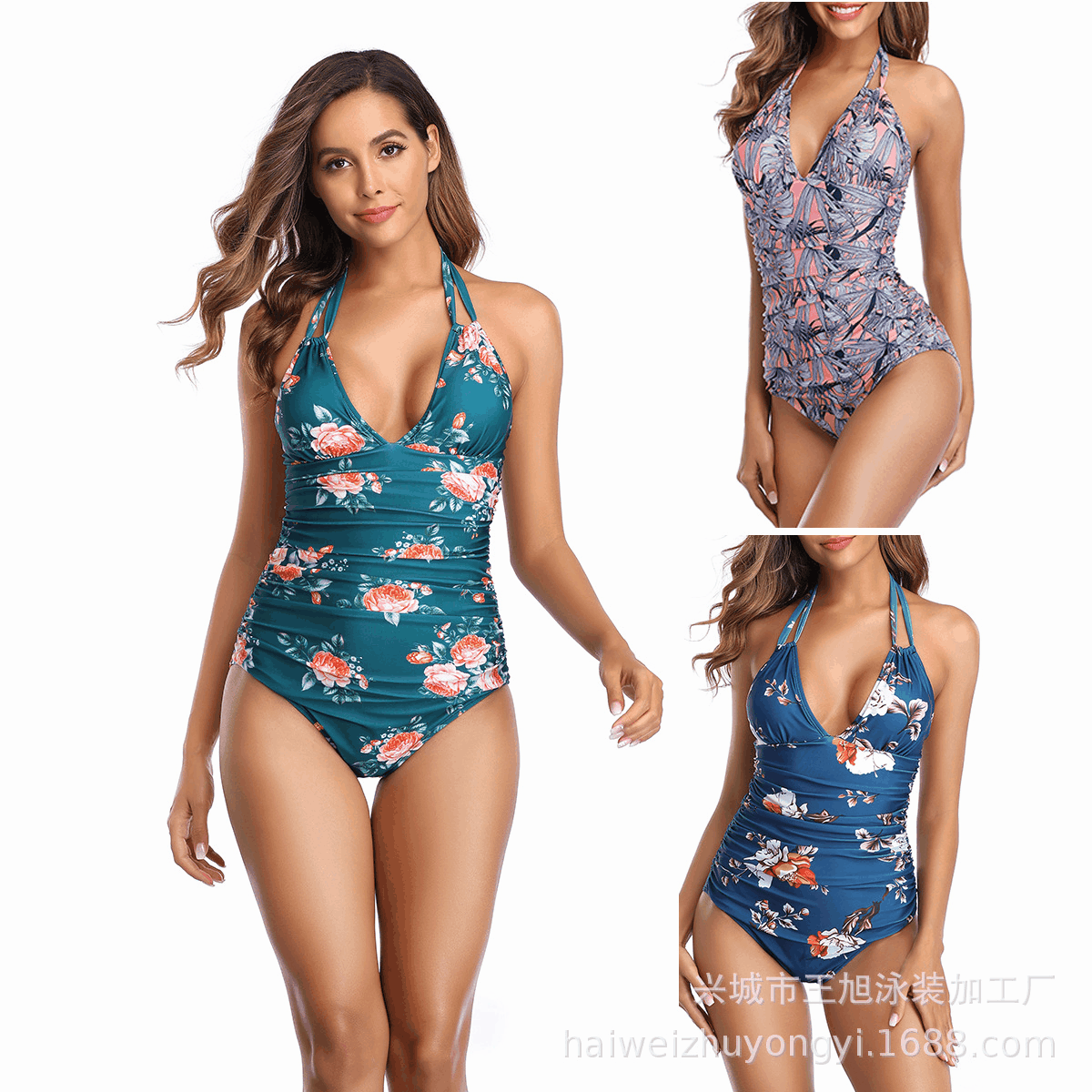Foreign Trade New European and American Swimwear Women Amazon Conservative Belly Covering Swimsuit Women One-piece Swimsuit Women