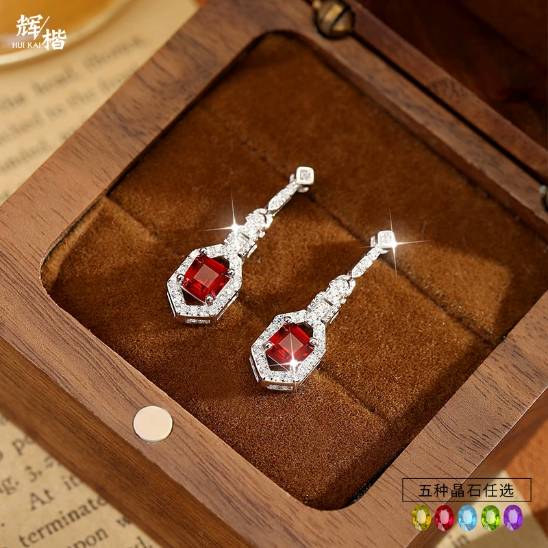 Серьги с кисточками из натурального кристаллического камня, серьги из стерлингового серебра s925, женские нишевые серьги с гранатом и аметистом, доступные роскошные аксессуары для рабочей одежды