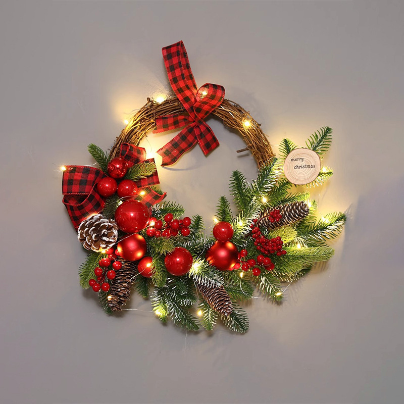 クリスマス装飾籐吊り下げ花輪籐サークルツリードア吊り壁掛けショッピングモールホテルロビー発光シーンレイアウト|undefined