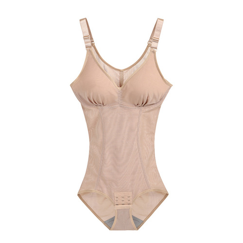 Factory Wholesale Spring and Summer Ultra-Thin Bra-Strapped Button-Up Bodysuit Postpartum Abdominal Girdle Shaping Underwear for Women