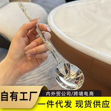 批发现货不锈钢锤纹勺家用勺餐勺儿童吃饭勺甜品勺餐具奢蛋糕