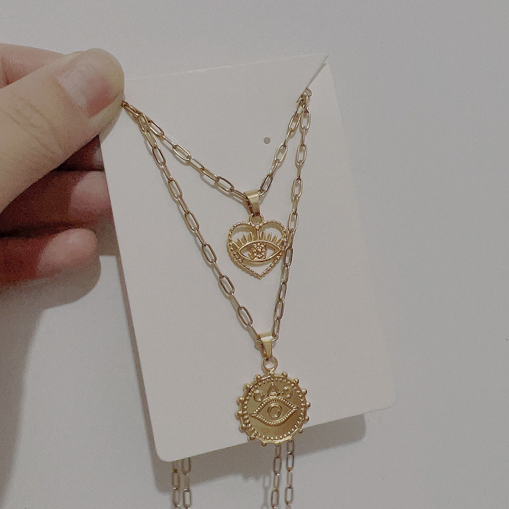 Fashion Round Devilu0027S Eye Heart Shape Stainless Steel Titanium Steel Plating Hollow Out Pendant