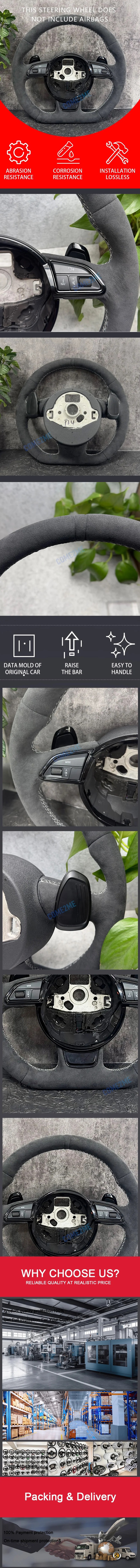 Suitable for Audi A3 A4 A5 S4 S5 Q3 Q5 Q7 full suede flat-bottom steering wheel
