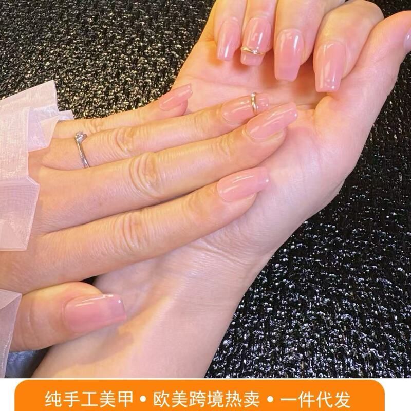 Cross-Border Hot-Selling Ice-Clear Nude Color Light Luxury Gold Jewelry, Yellow Skin Tone-Enhancing, Versatile for Commuting, Pure Handmade Wearable Nails Cross-Border Hot-Selling Ice-Clear Nude Color Light Luxury Gold Jewelry, Yellow Skin Tone-Enhancing, Versatile for Commuting, Pure Handmade Wearable Nails