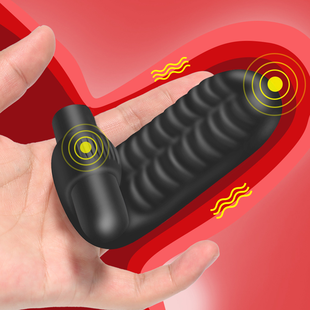Rechargeable Stimulating Wearable Silicone Finger Sleeve Couple Massager Vibrator Adult Sex Toy_voghion.com