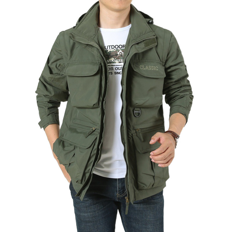 [872] trajes de asalto transfronterizos trajes de montaña al aire libre desmontables mangas con capuchón chaqueta suelta chaqueta delgada hombre