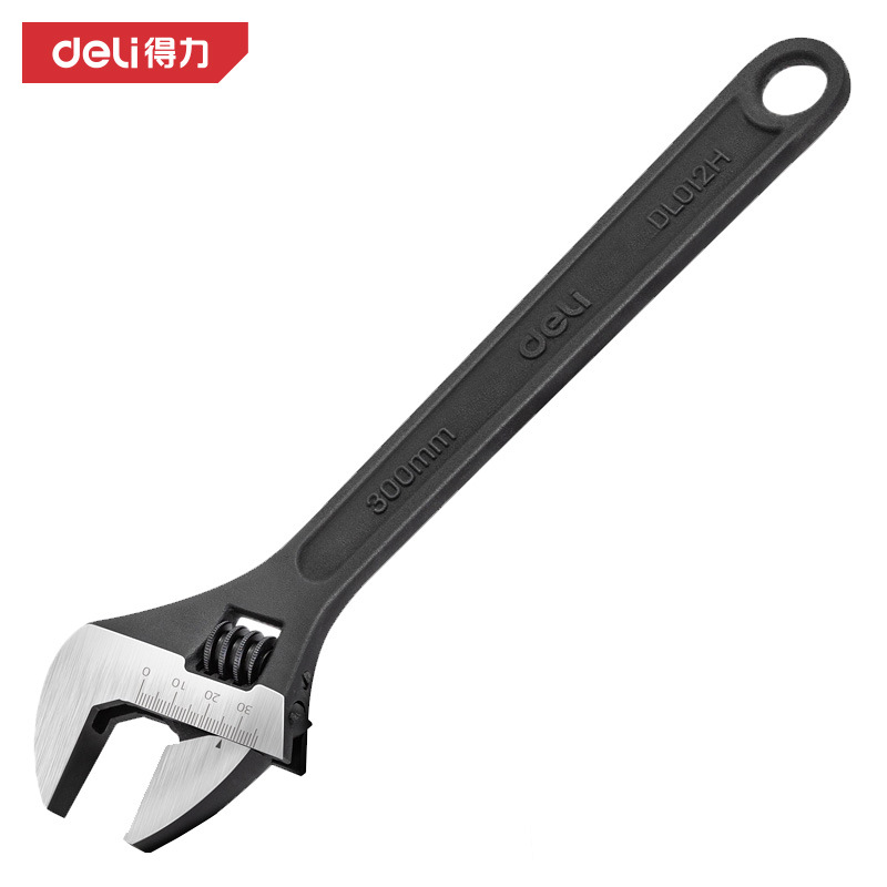 得力DL012H 活动扳手活络扳手活开口扳手染黑光柄12英寸