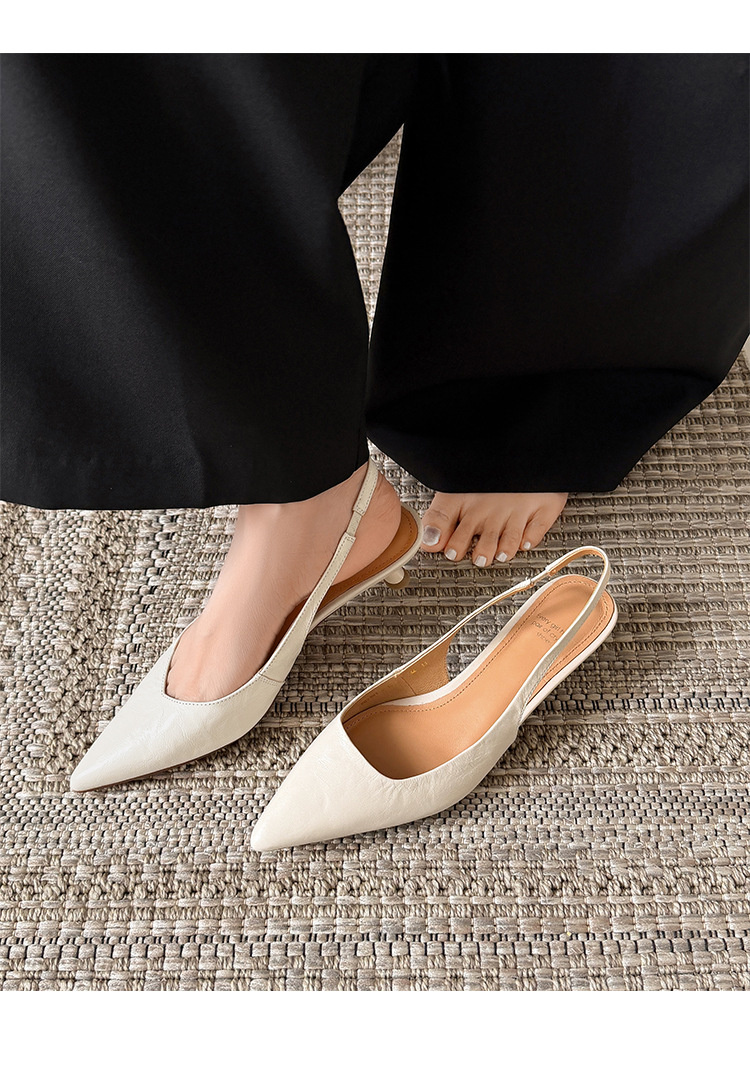 Sandal cao gót nữ mũi nhọn quai hậu dây khóa, gót 9 cm — màu nâu chi tiết 11