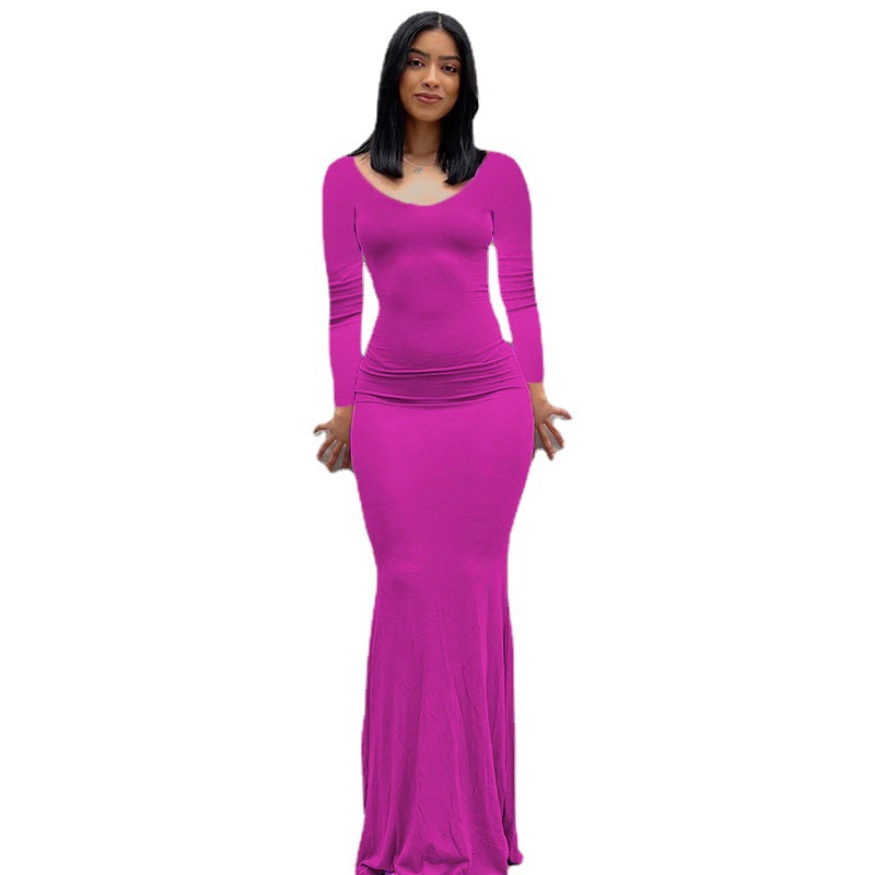 Europa y América transfronteriza nueva Kardashian desnata mono de las mujeres Vestido largo de comercio exterior casual SLIM-Fit de manga larga mono de casa image 6