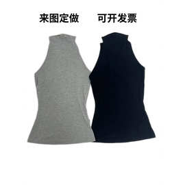 基础款纯色半高领无袖背心女夏季内搭修身打底T恤辣妹上衣工厂源
