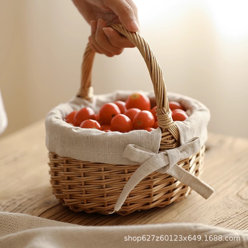 Cesta de bambú pequeña de mimbre personalizada Mini canasta de almacenamiento pequeña Cesta tejida para fotos Cesta de picnic para recolección de niños Tejido de ratán de alta calidad