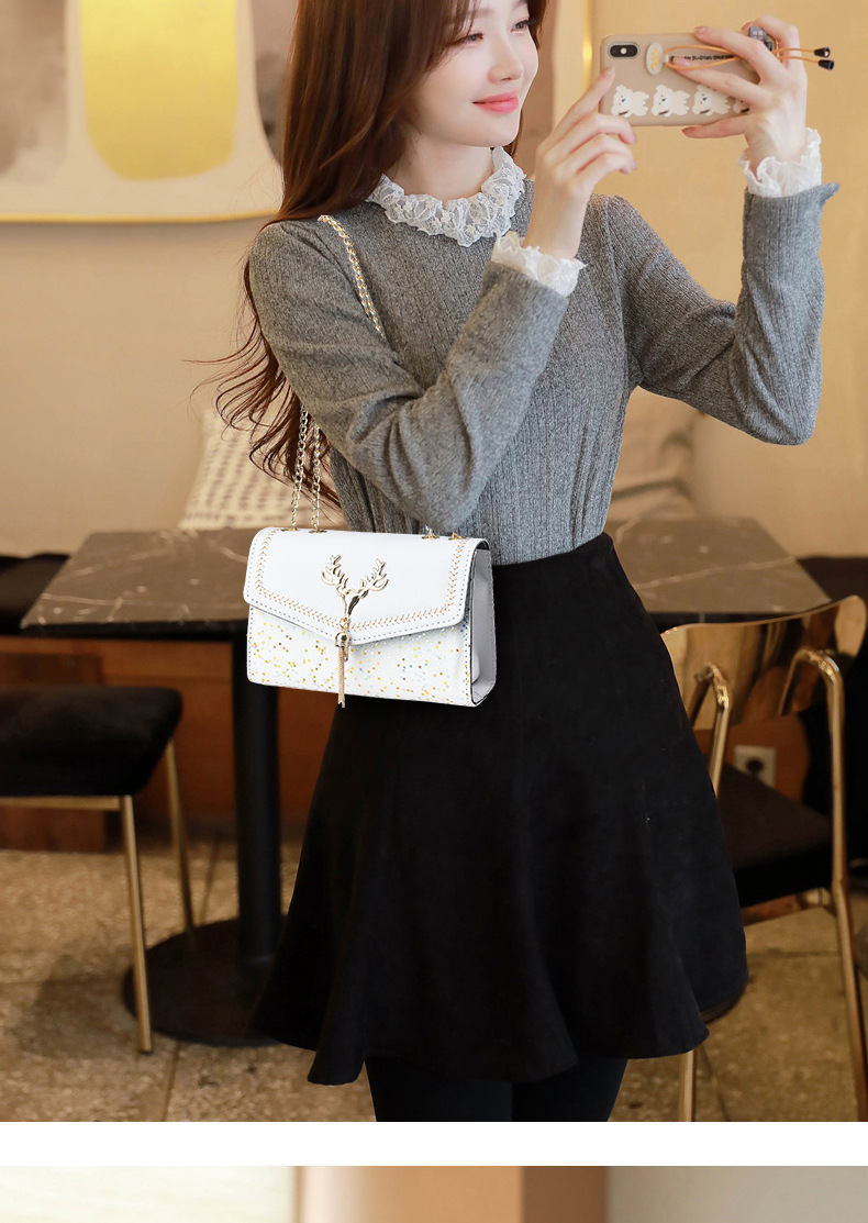 Chaîne pour femmes, petit sac carré à bandoulière, pompon pailleté, monnaie, sac pour téléphone portable_voghion.com