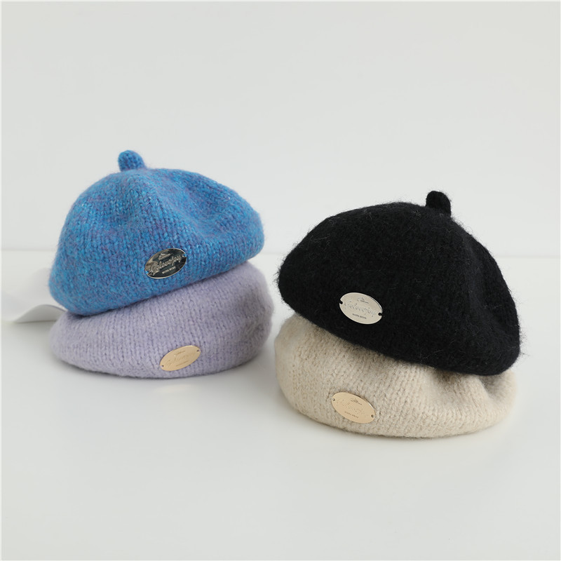 Unisex-Kindermützen Herbst/Winter Flut Unifarbene Künstlermützen Retro-Baskenmützen für Jungen und Mädchen_voghion.com