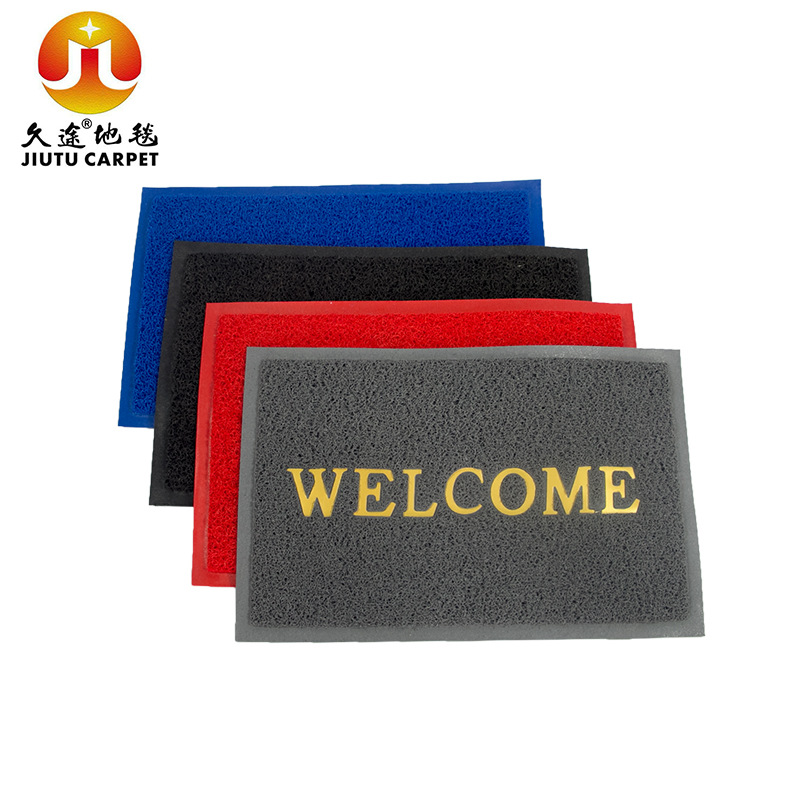 跨境welcome脚垫pvc mat 进门入户踏步垫carpet丝圈地毯定制logo