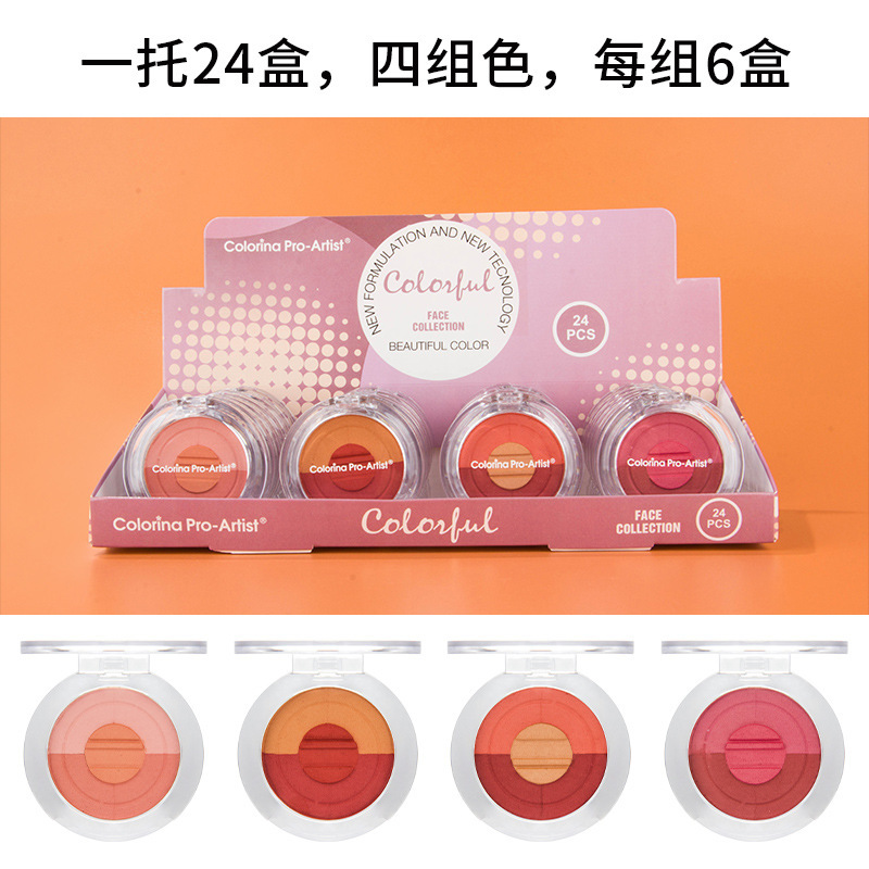 Maquillaje gradiente en relieve rubor transfronterizo perlado colorete mate en polvo bandeja de rubor cosméticos de belleza al por mayor