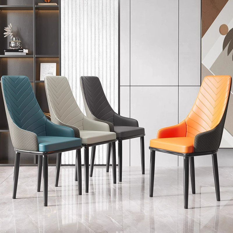 Silla de comedor nórdica italiana de lujo ligera silla de maquillaje de cuero restaurante hotel respaldo taburete silla de mesa de comedor cómoda
