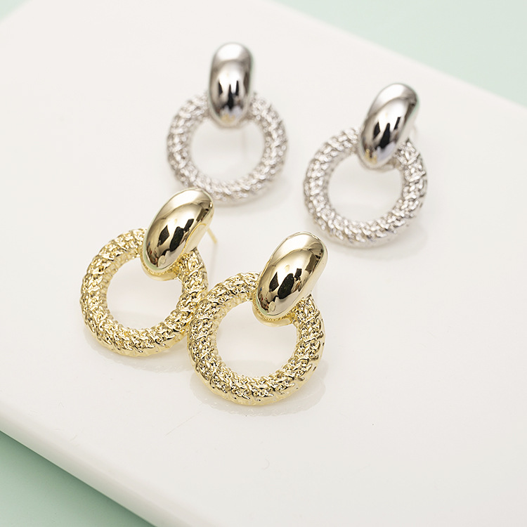 Fashion geometric shape gold-plated pattern earrings wholesale