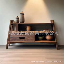 中式老榆木家用餐边柜茶水柜梯形橱柜复古实木民宿酒店收纳柜