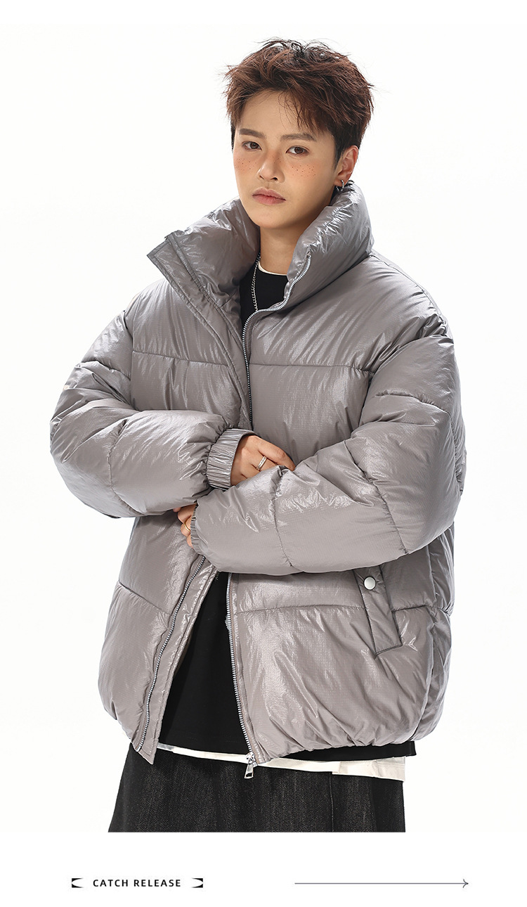 Nylon-Baumwollwattierte Kleidung für Damen und Herren, lockere Baumwollwattierte Jacken, Brotkleidung, Stehkragenjacken für Herren_voghion.com