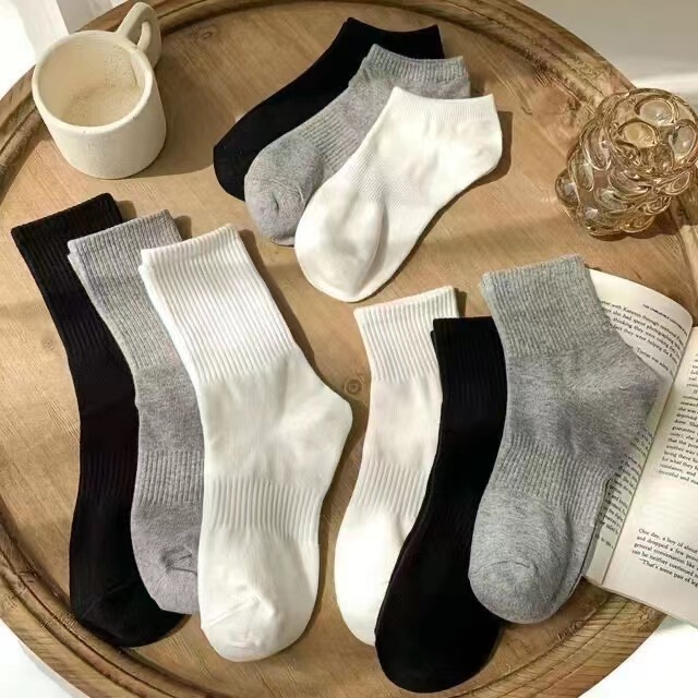 简约男款一件夏季薄款袜子女运动运动透气棉短袜中筒代发批发白色|undefined