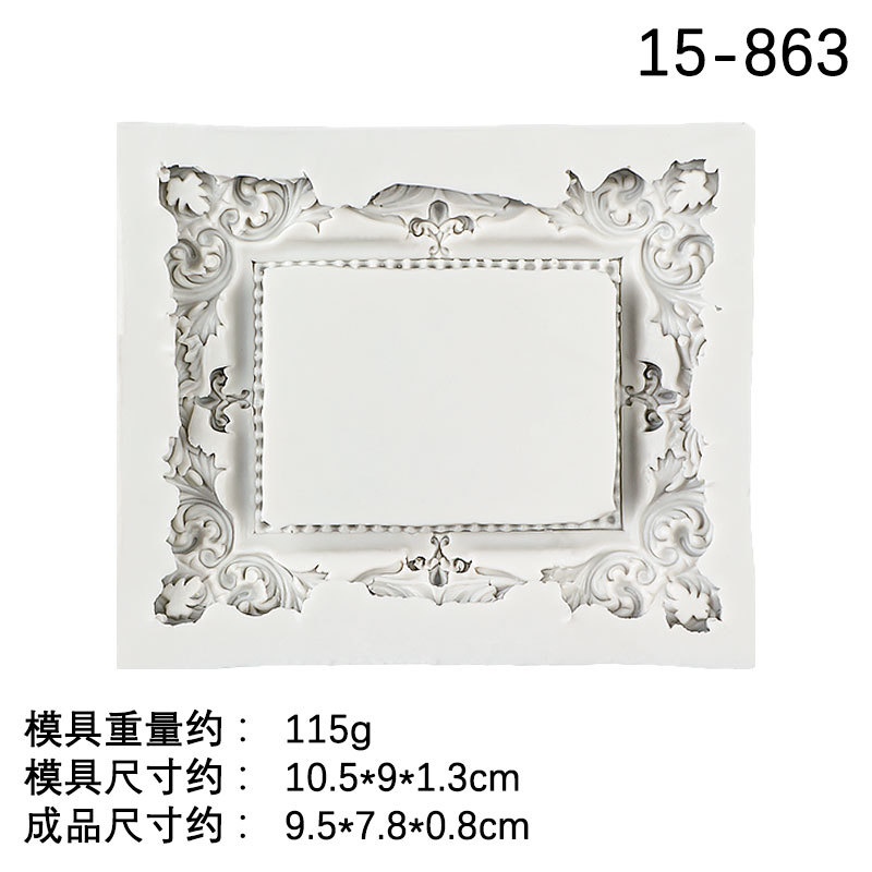 Fondant hueco en relieve frontera molde de silicona vintage marco frontera en relieve marco de fotos molde de silicona en stock lote