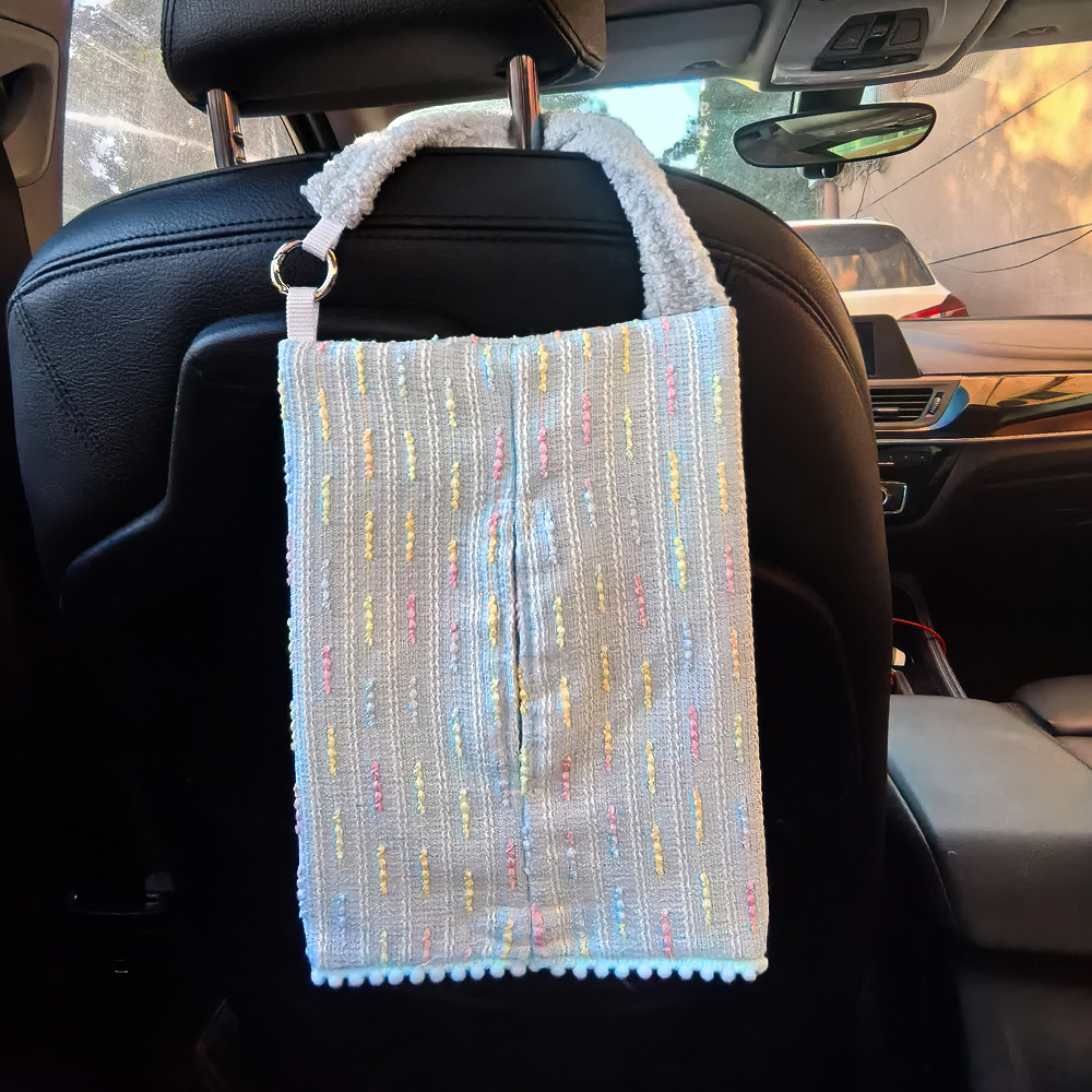 Nuevo creativo pequeño viento de tela caja de papel montada en automóviles caja de toallas de papel colgante ajustable servilletas