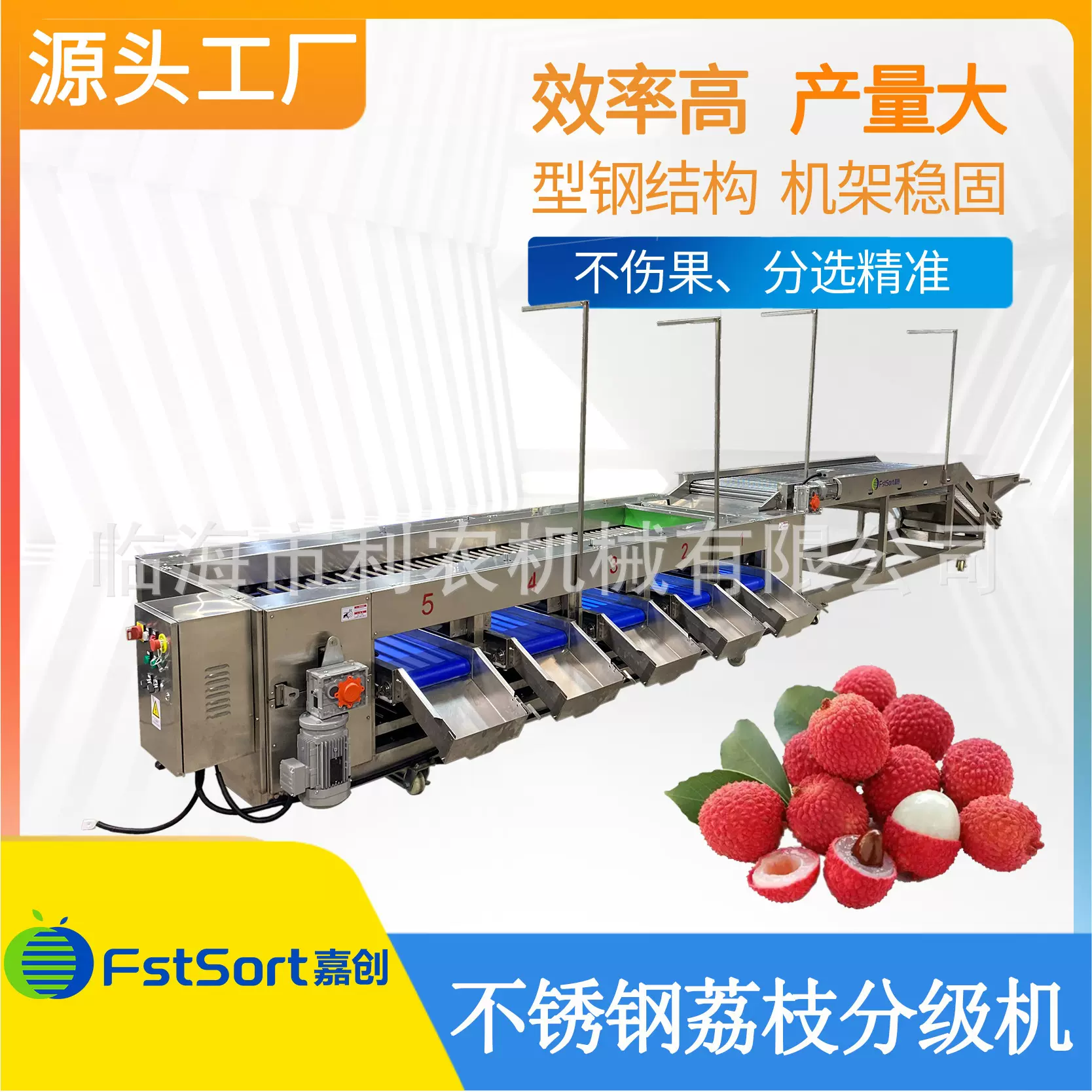 海南荔枝水果分级机智能分选设备广东筛选机果蔬加工尺寸可调工厂