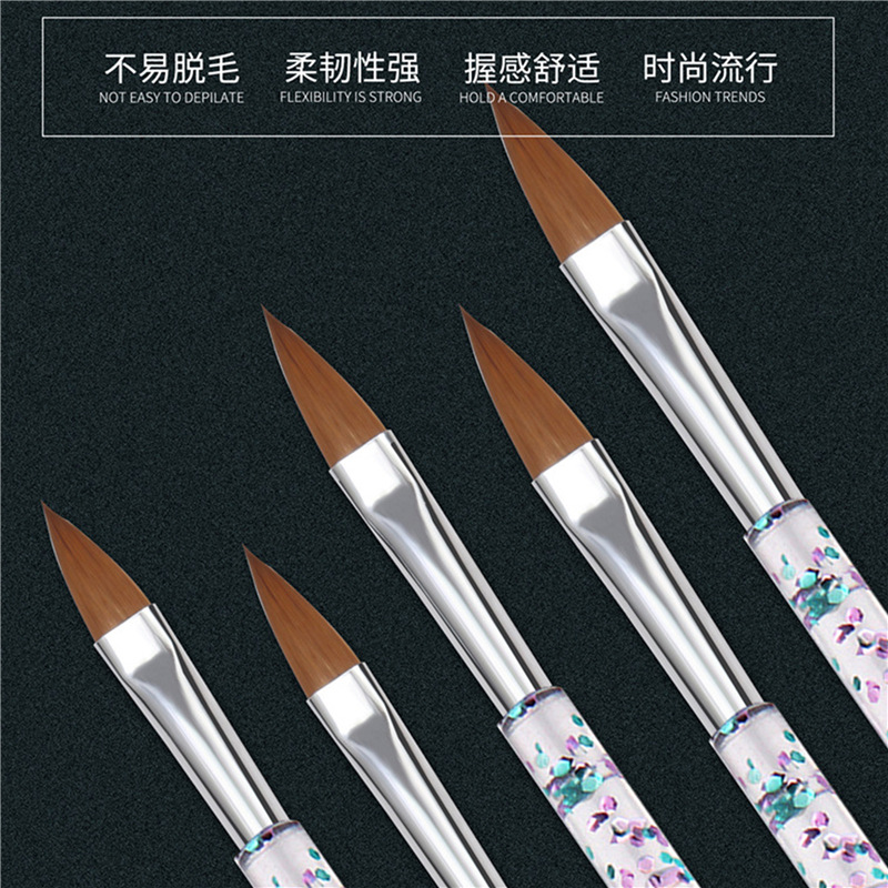 Pluma de uñas transfronteriza traje de joyería pluma de cristal pluma de dibujo pluma de taladro de doble cabeza joyas cepillo de polvo conjunto de 6 piezas