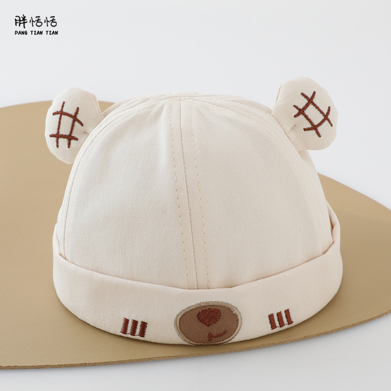 Sombrero para bebés primavera y otoño estilo coreano lindo oso algodón sombrero de primavera delgado bebé sombrero de piel de melón universal