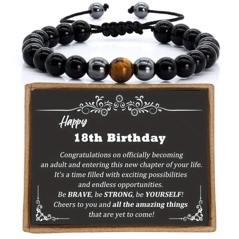 Amazon Jewelry Hematite Obsidian Matte Men's Bracelet Retro Black Gallstone Tiger Eye Stone Braided Bracelet Women