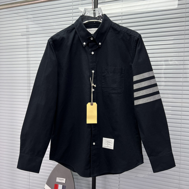 Tb Shirt Couple Oxford Textile Long-Sleeved Flannel Double Armband Men and Women Same Style Loose Casual Long-Sleeved Shirt
