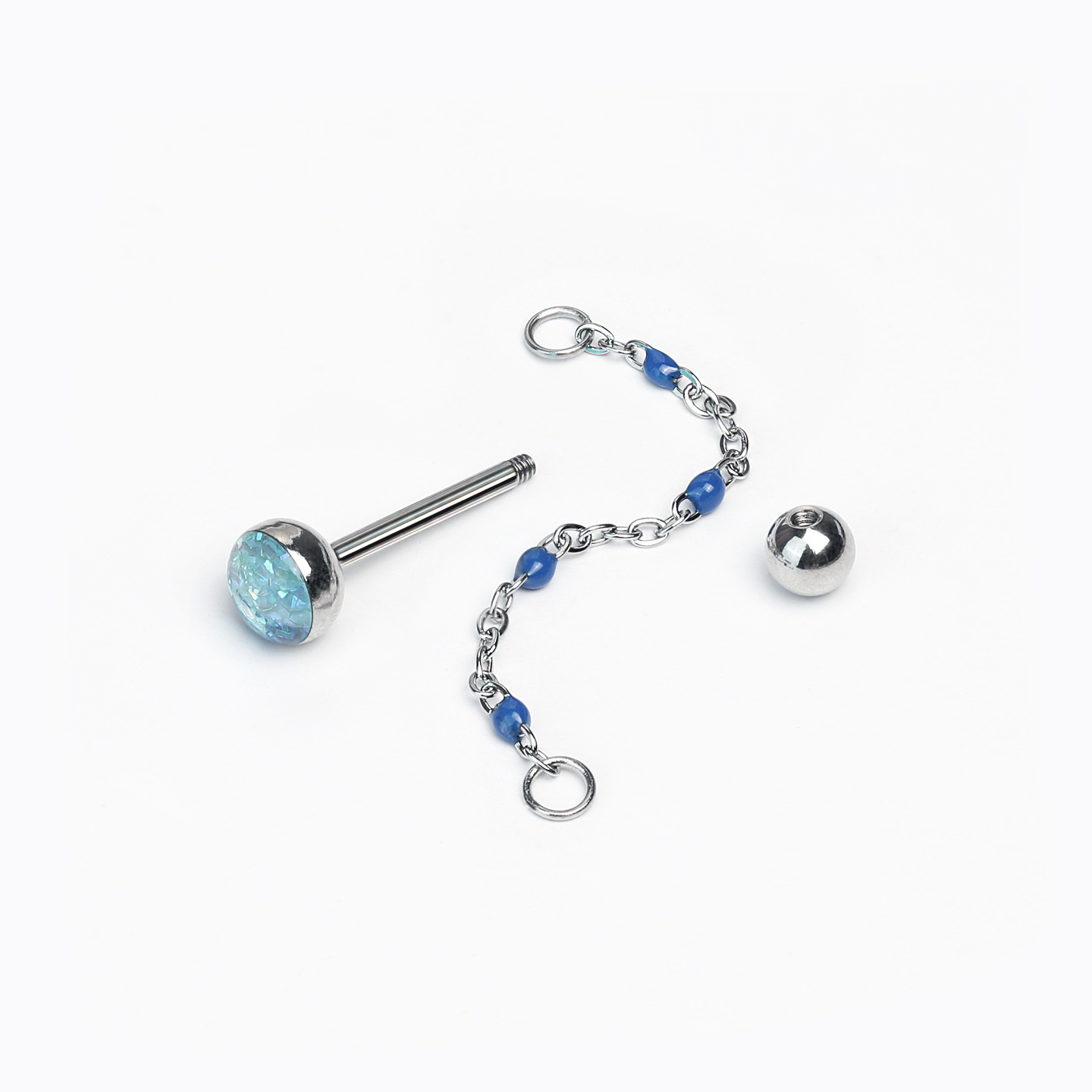 Green Diamond-Studded Chain Tongue Ring, Removable Sparkling Barbell, Hot Girl Style Sweet and Cool Piercing Jewelry, Wholesale detail image 12