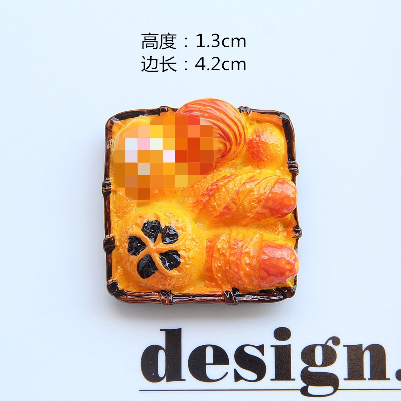Nueva simulación cuerno pan hamburguesa cake resina grande juego de alimentos DIY refrigerador pegatina accesorios Ventas Directas la fábrica