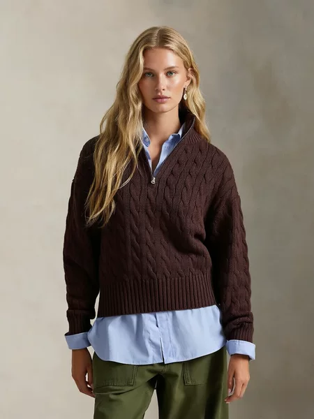 Xichen In-Stock Autumn/Winter Women's Loose-Fit Cable Knit Cotton Zipper Sweater 26D609 Tennis Wear for Women Autumn