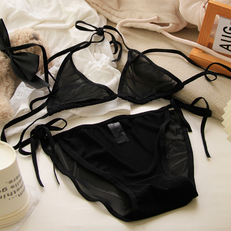 Sexy slightly transparent bikini suit lace-up unknotted low waist mesh underwear fat split women's cross-border CC25 Sexy slightly transparent bikini suit lace-up unknotted low waist mesh underwear fat split women's cross-border CC25