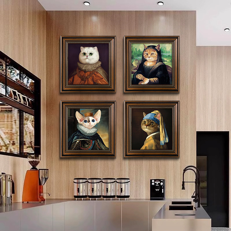 Pet Shop Decorative Painting Cat Photo Frame Hanging Painting European Style Retro Bathroom Bedroom Wall Decoration