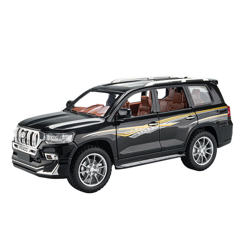 (Caja de color) 1:24 simulación aleación Prado modelo coche Tire hacia atrás luz y sonido 6 Puerta Abierta adornos juguete al por mayor