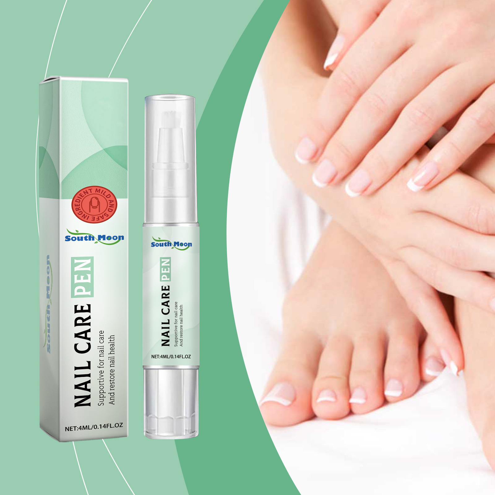 South Moon Nail Care Pen Gentle Nourishment for Hands and Feet, Nail Cleaning, Brightening, and Care for Damaged Nails and Thickening