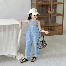 女童韩版牛仔背带裤儿童长裤2025新款时尚韩版男女童春夏款洋气裤