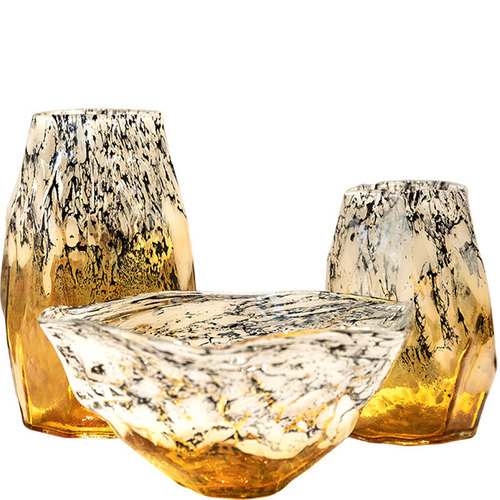 Irregular gradient spot black glass vase fruit bowl arrangement floral decoration home model room display ornament