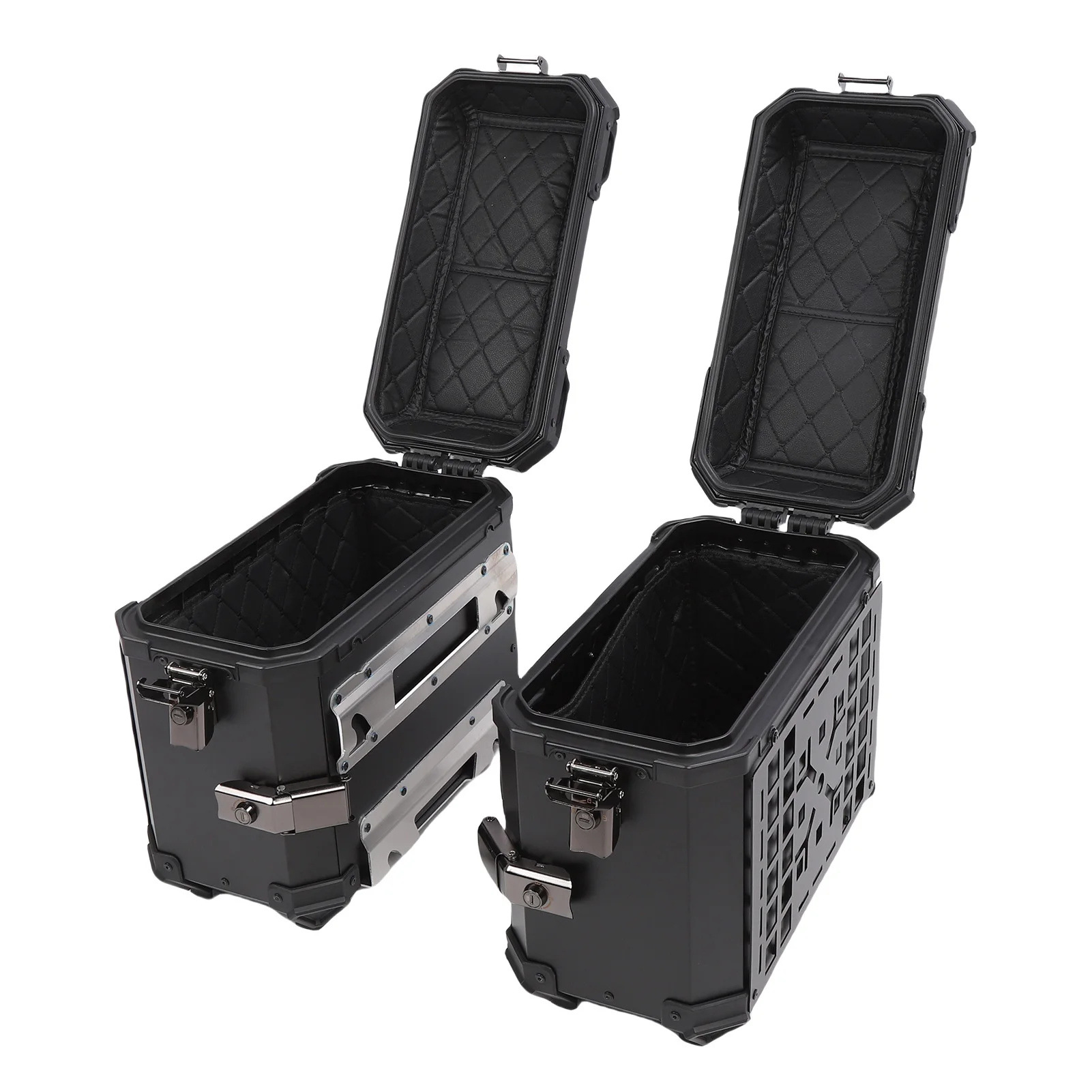 28L/35L Motorcycle Aluminum Alloy Side Box with Large Corner Protection, Waterproof and Anti-Collision, Travel Embossed X-Style Universal Modified Side Box