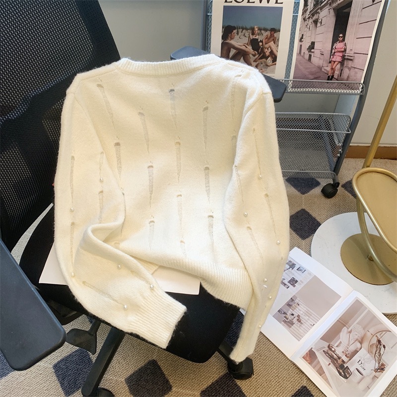 2025新款设计感洋气小香风破洞优质毛衣女秋季韩系针织开衫外套女|undefined