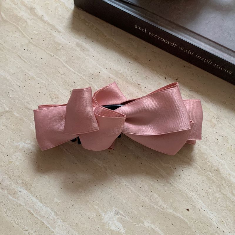 复古缎面蝴蝶结香蕉夹发卡后脑勺高马尾扭扭竖夹发爪高级感发饰品|undefined