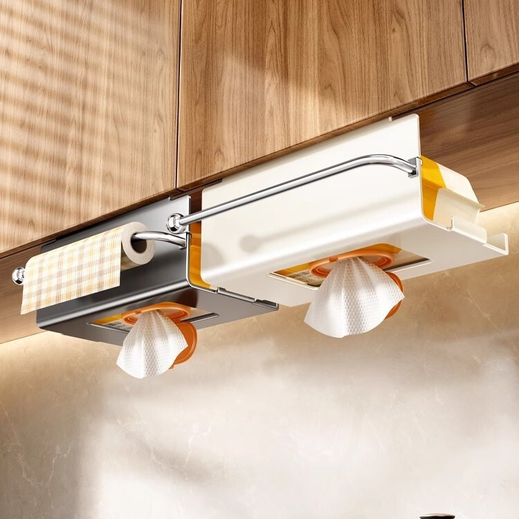 Kitchen Wet Wipes Storage Box Paper Towel Shelf Hanging Cabinet Upside-Down Paper Towel Box Storage Rag Paper Hanger Cabinet Roll Paper Holder