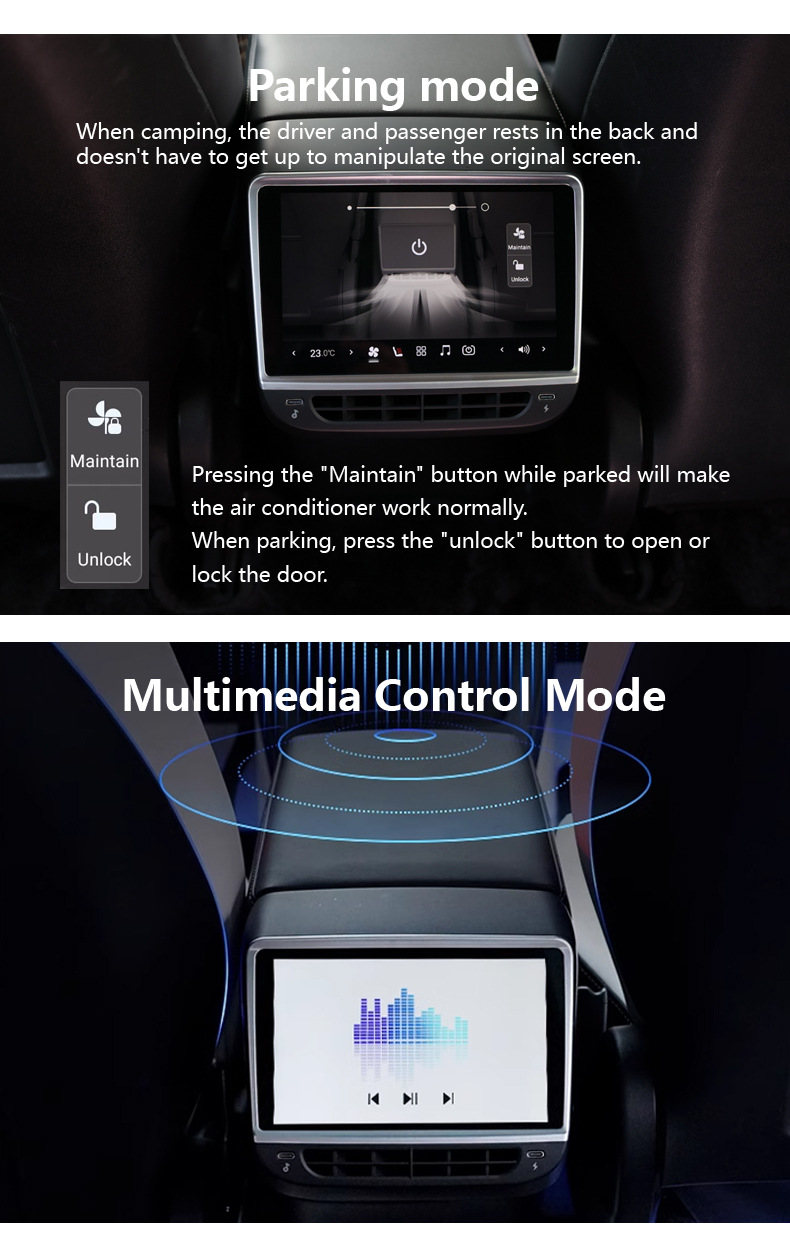 Suitable for Tesla Model Y/3 rear entertainment air conditioning control modified Android display screen QCM6125