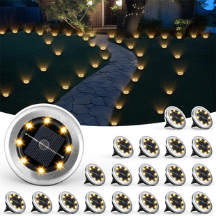 New outdoor solar 8LED stainless steel underground lamp courtyard lawn lamp road garden floor lamp