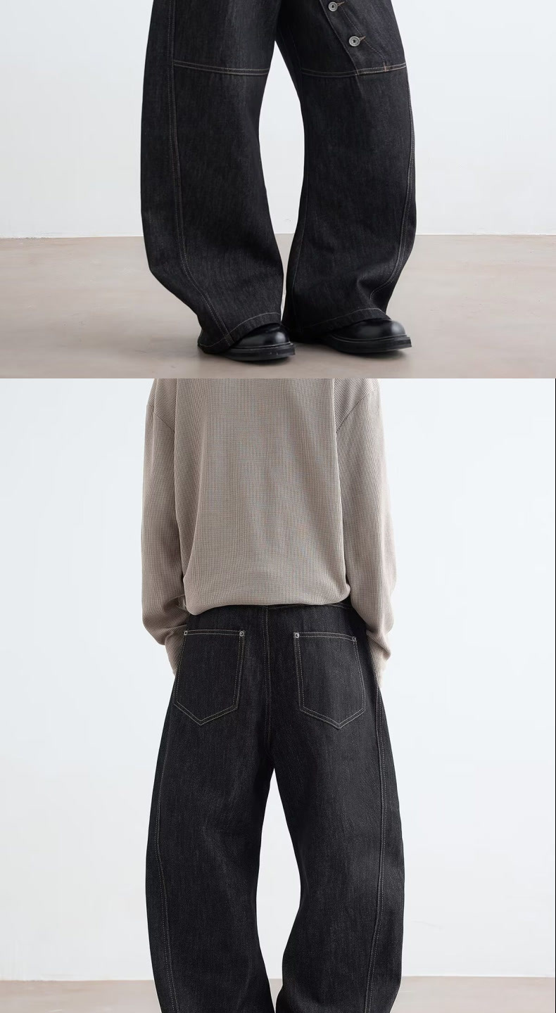 Men's Clothing Retro Patchwork Black Jeans For Unisex Plus Size Elastic Waist Loose Fit Slimming Versatile Spring Casual Denim_voghion.com